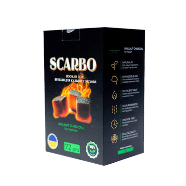 Горіхове вугілля для кальяну Scarbo (1 кг, 72 шт, р25)