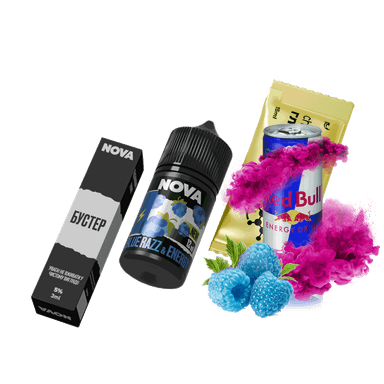Набір для самозамішування Chaser Nova Red Bull&Blue Raspberry (Енергетик Чорниця Малина, 50 мг, 30 мл)