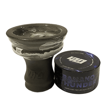 Глиняна чаша 420 (сіра) + тютюн Banano Thunder (25 г)